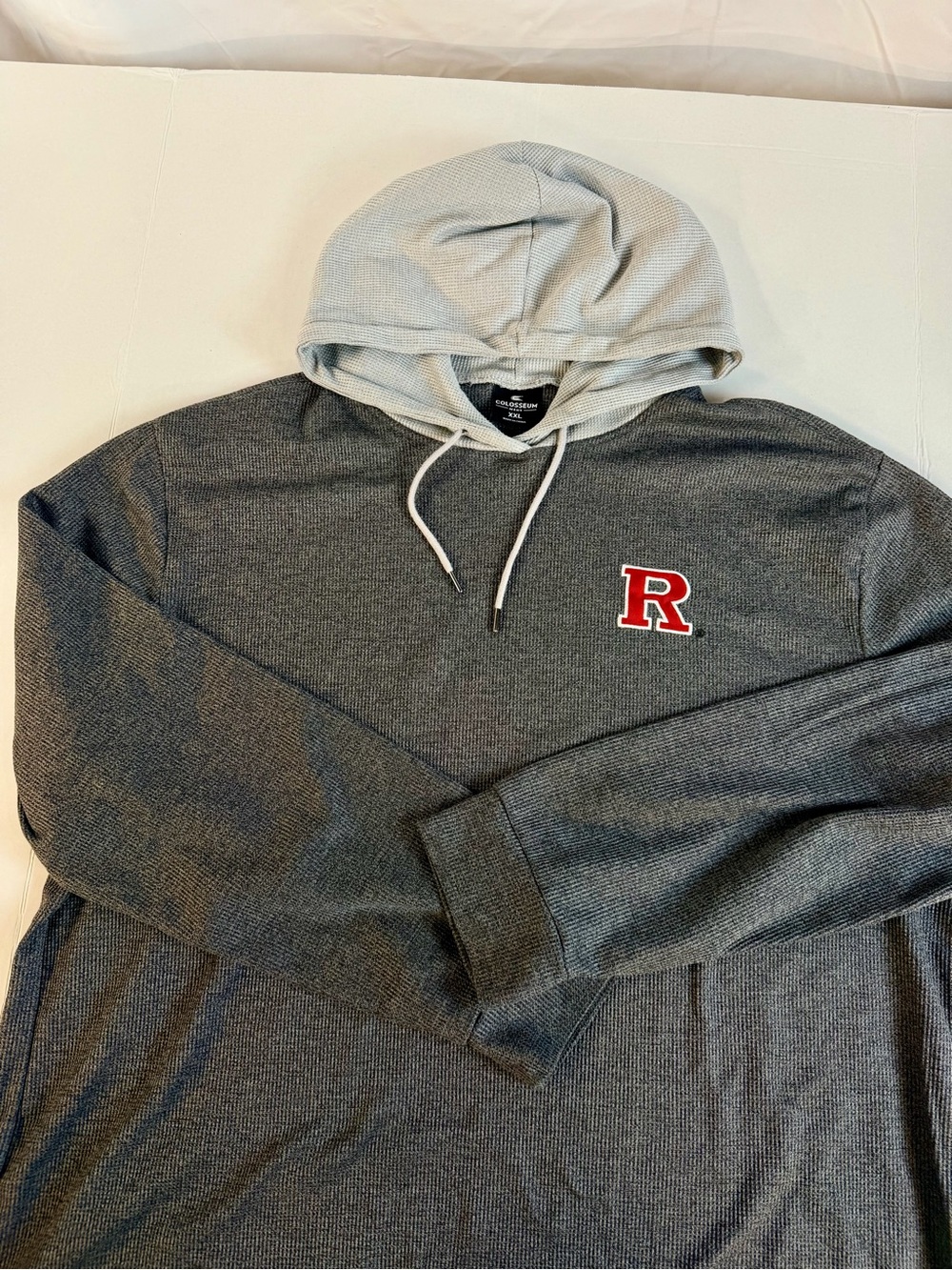 Rutgers Gray Hooded Long-Sleeve waffle Shirt 2XL Colosseum